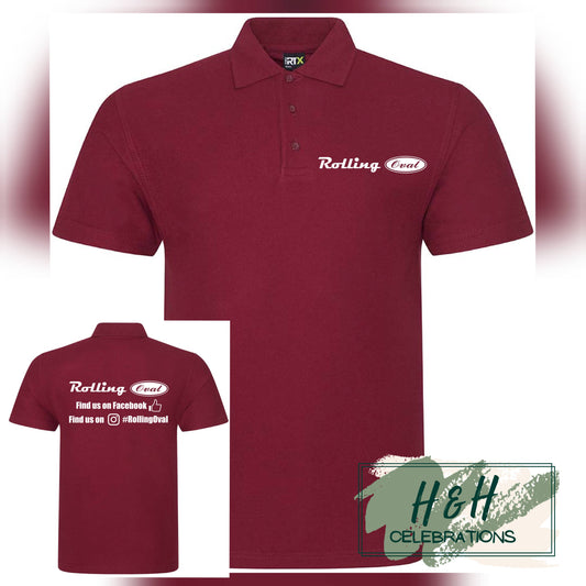 Rolling Oval Polo Shirt For Adults - Burgundy