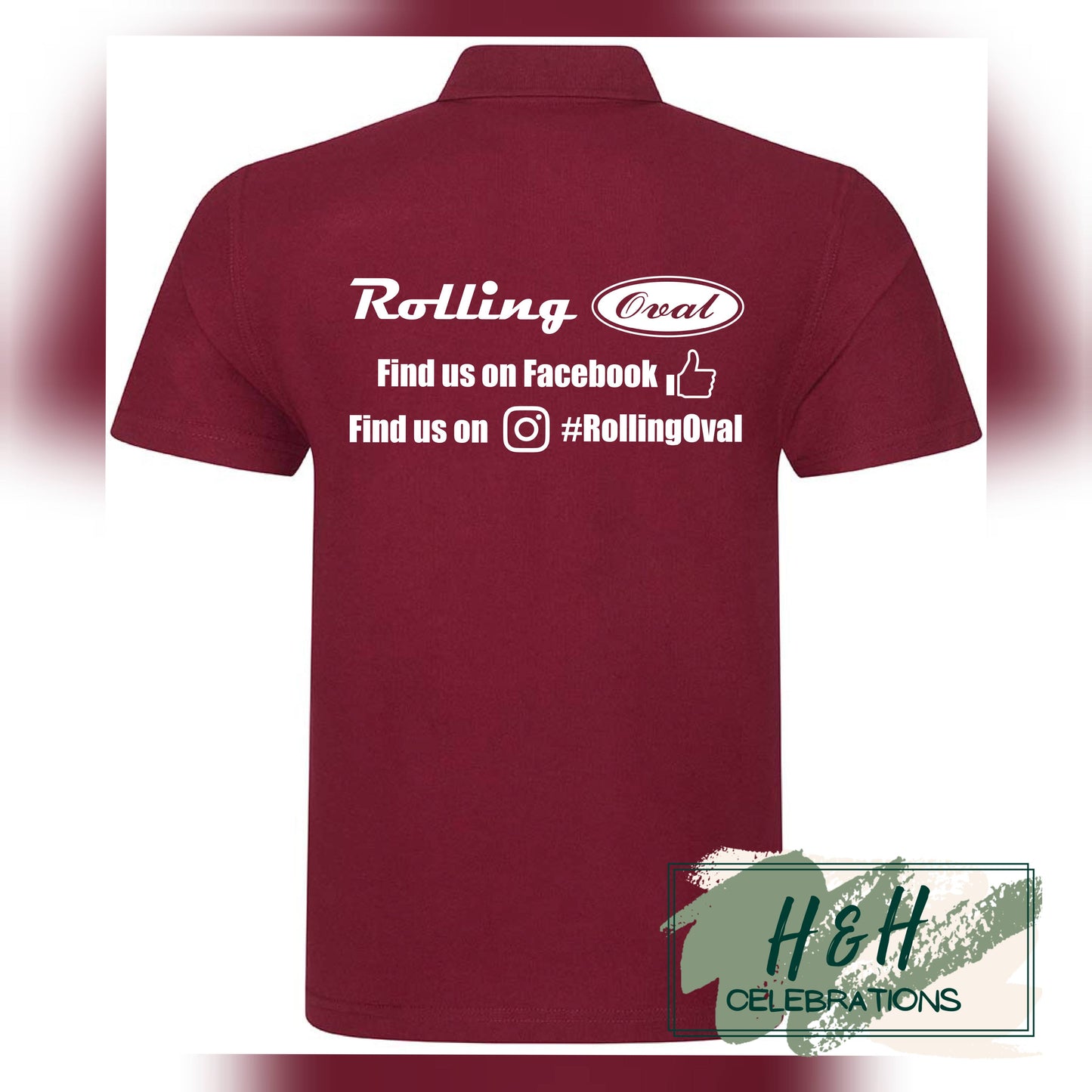 Rolling Oval Polo Shirt For Adults - Burgundy