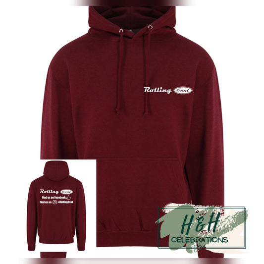 Rolling Oval Hoodie For Adults - Burgundy Smoke