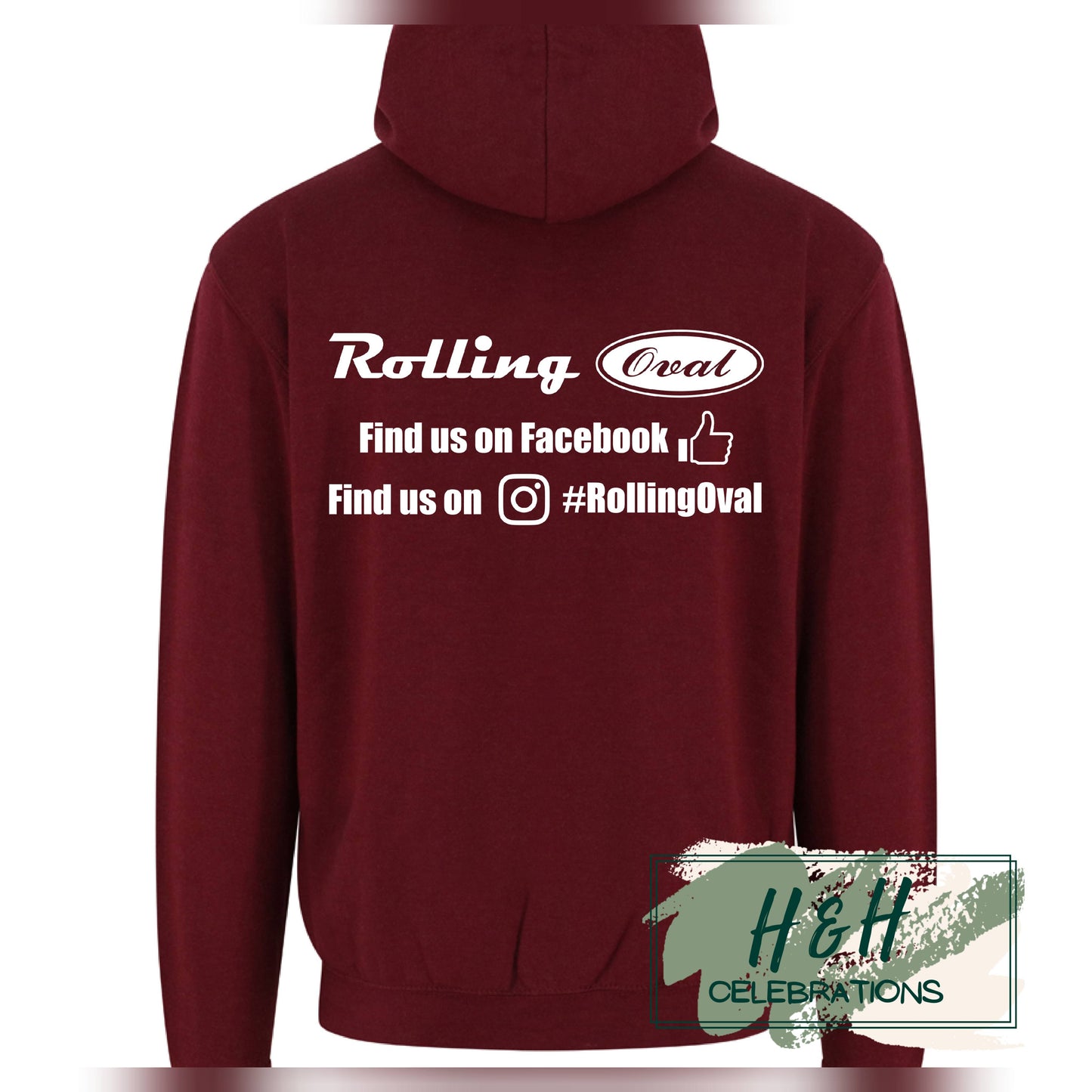 Rolling Oval Hoodie For Adults - Burgundy Smoke