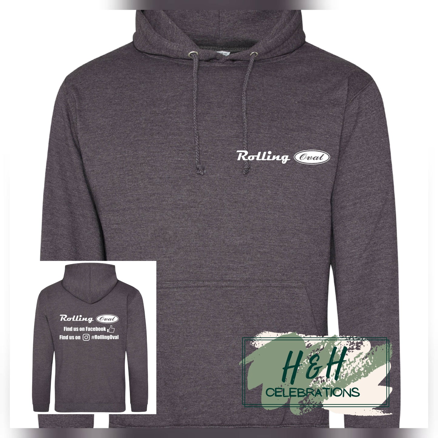 Rolling Oval Hoodie For Adults - Charcoal