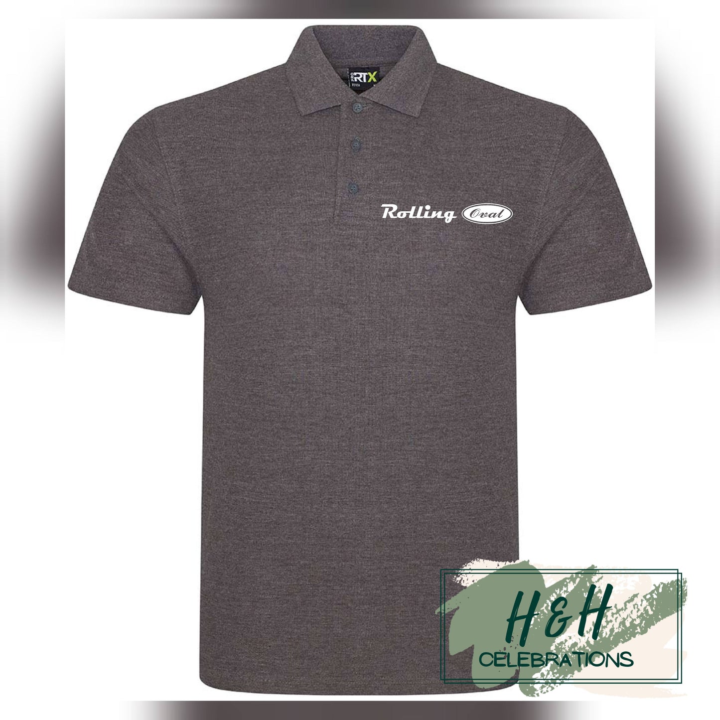 Rolling Oval Polo Shirt For Adults - Charcoal