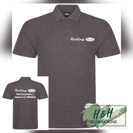 Rolling Oval Polo Shirt For Adults - Charcoal