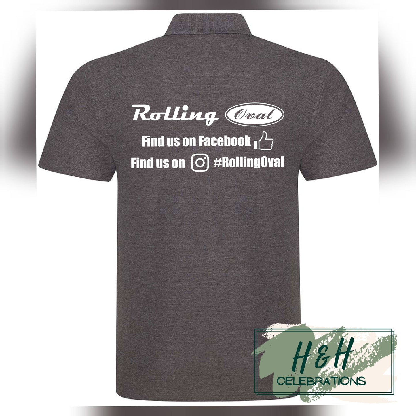 Rolling Oval Polo Shirt For Adults - Charcoal