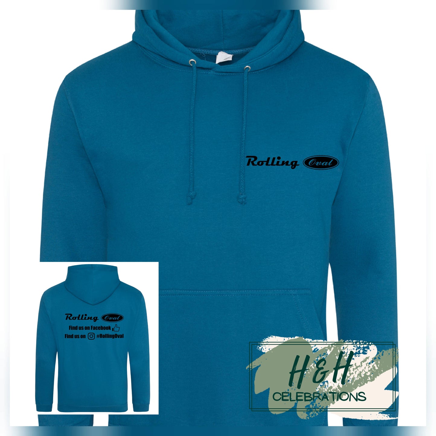 Rolling Oval Hoodie For Adults - Deep Sea Blue