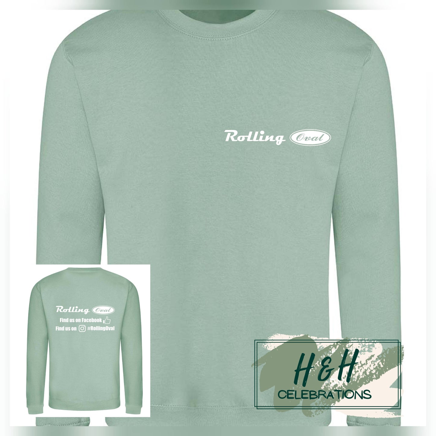 Rolling Oval Sweatshirt For Adults - Dusty Green