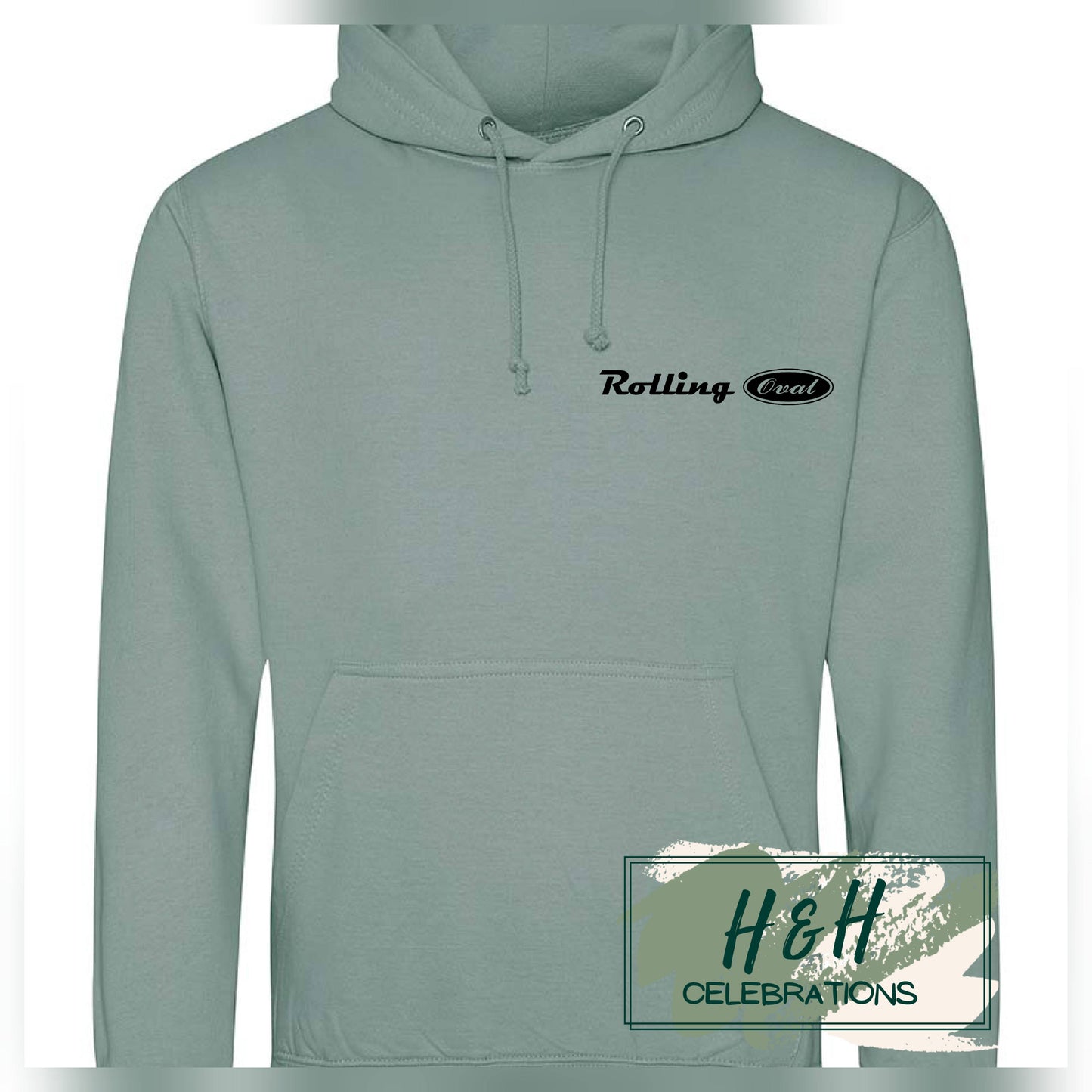 Rolling Oval Hoodie For Adults - Dusty Green