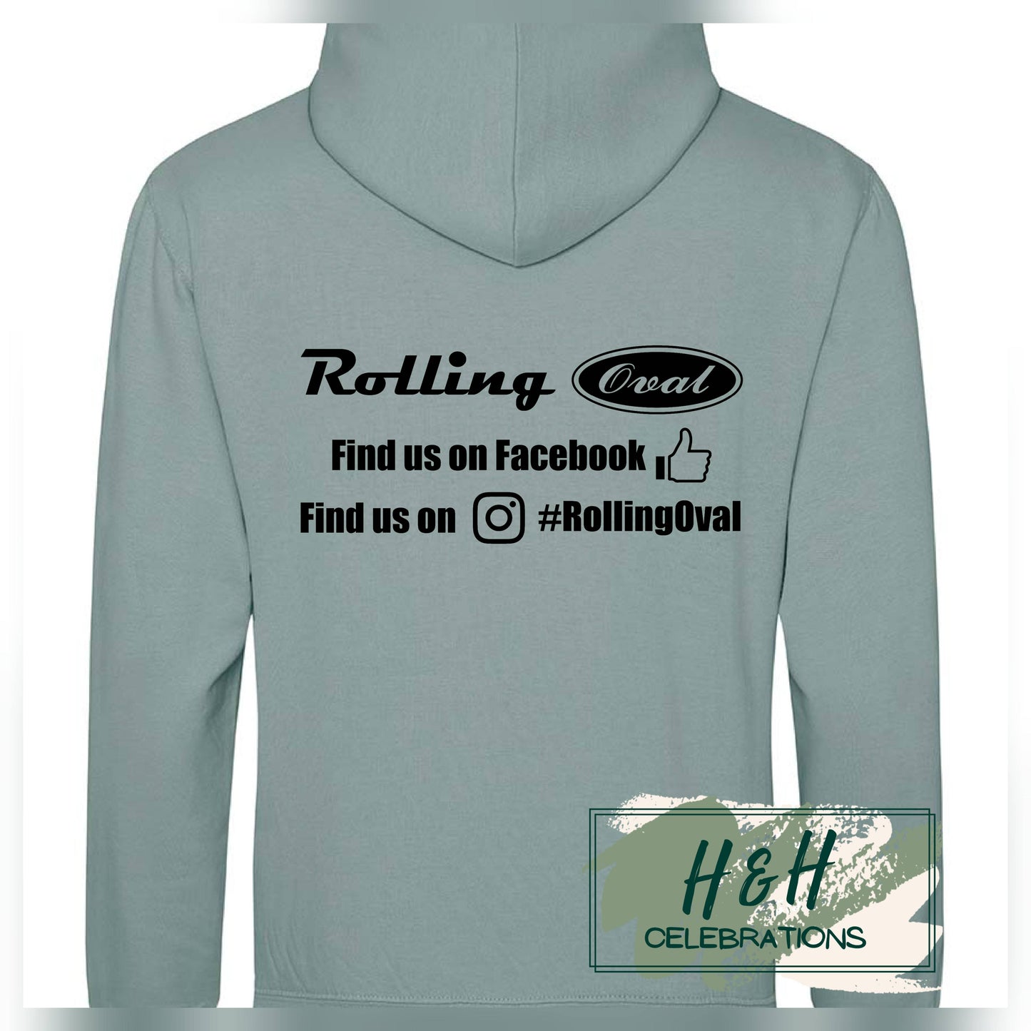 Rolling Oval Hoodie For Adults - Dusty Green