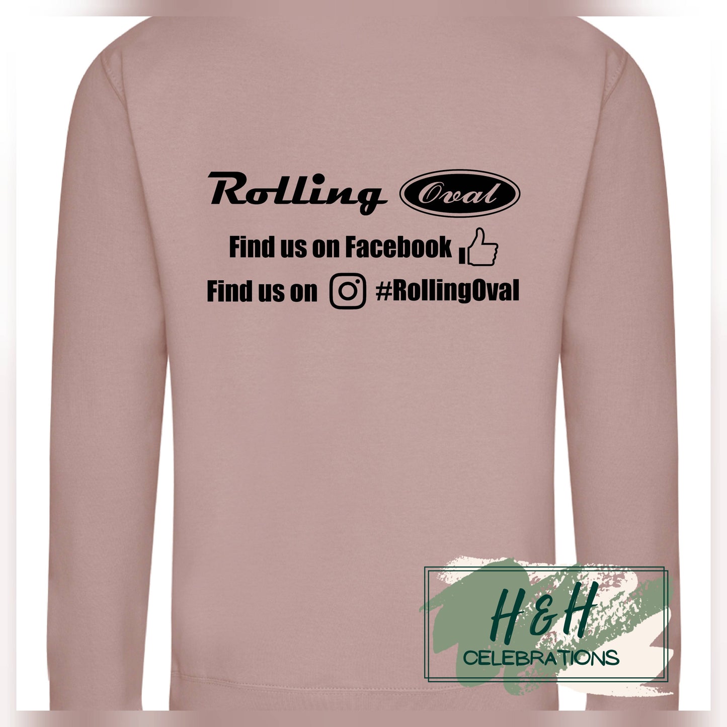 Rolling Oval Sweatshirt For Adults - Dusty Pink