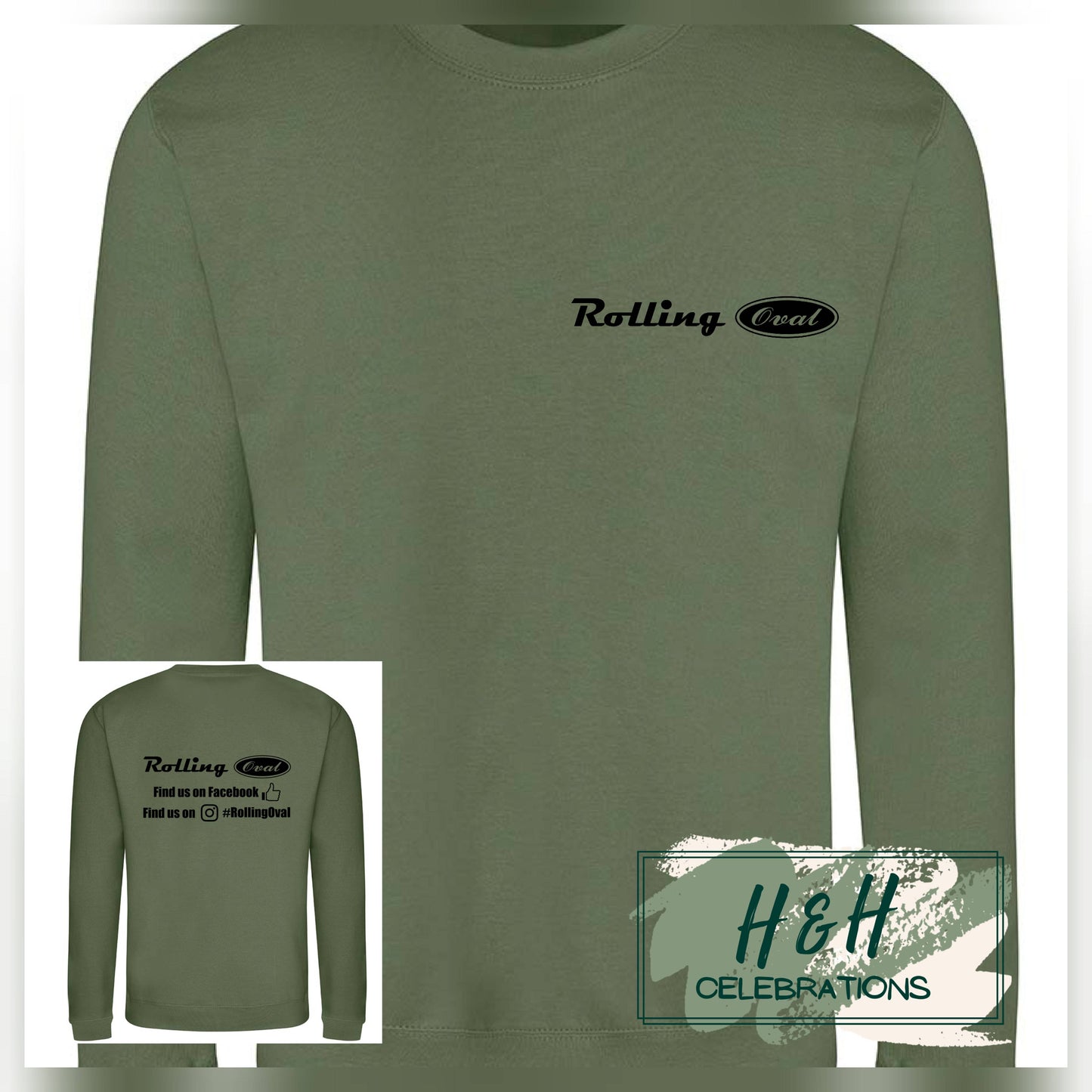 Rolling Oval Sweatshirt For Adults - Earthy Green