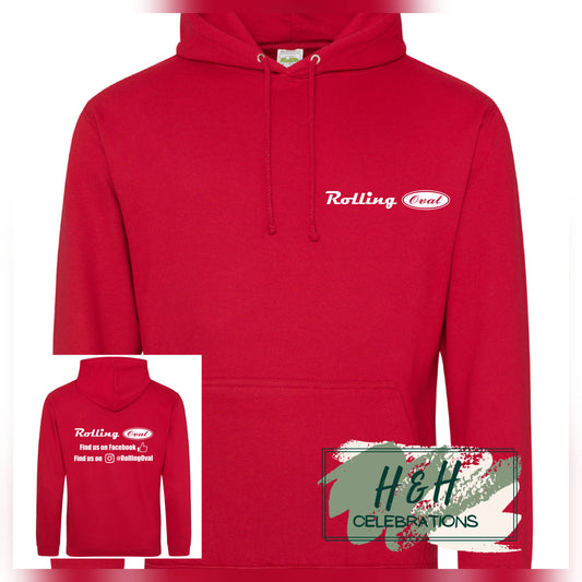 Rolling Oval Hoodie For Adults - Fire Red