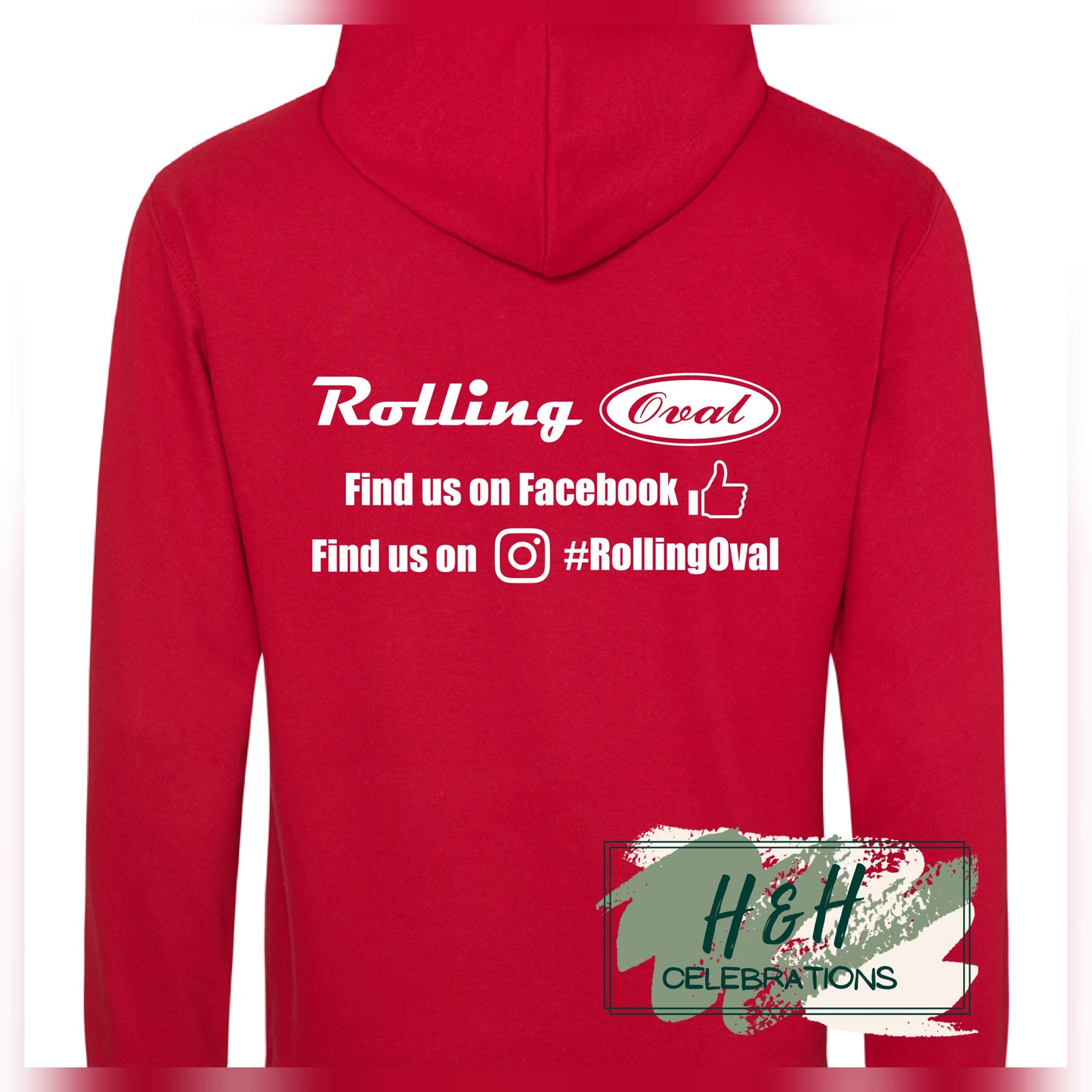 Rolling Oval Hoodie For Adults - Fire Red