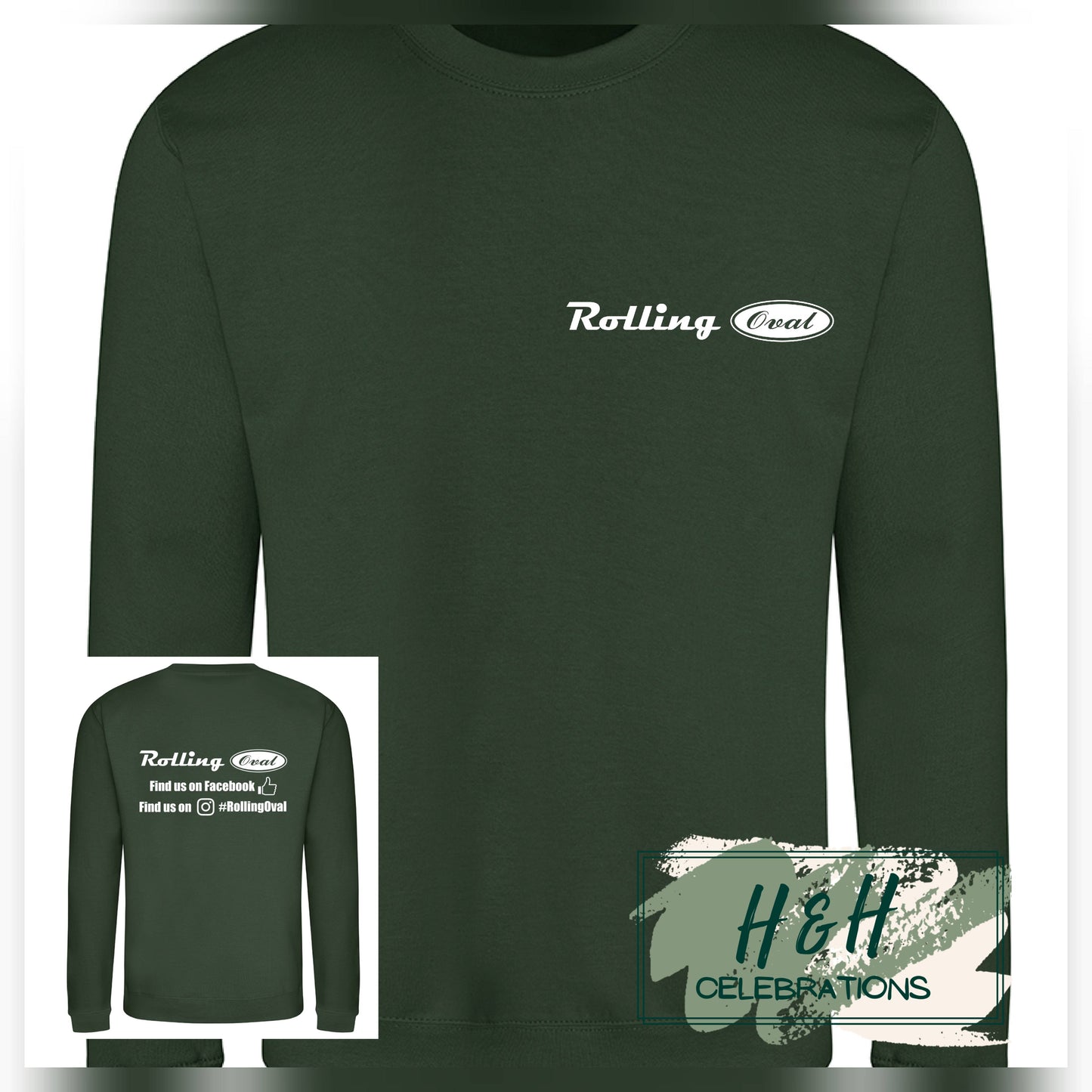 Rolling Oval Sweatshirt For Adults - Forest Green