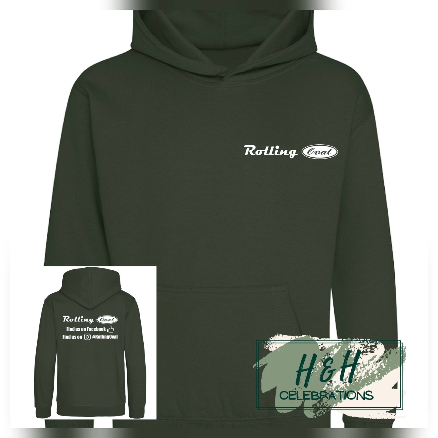 Rolling Oval Hoodie For Kids - Forest Green