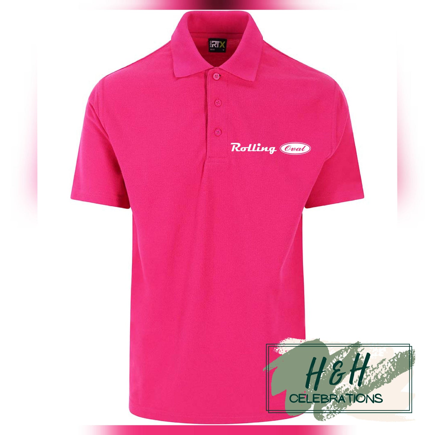 Rolling Oval Polo Shirt For Adults - Fuchsia