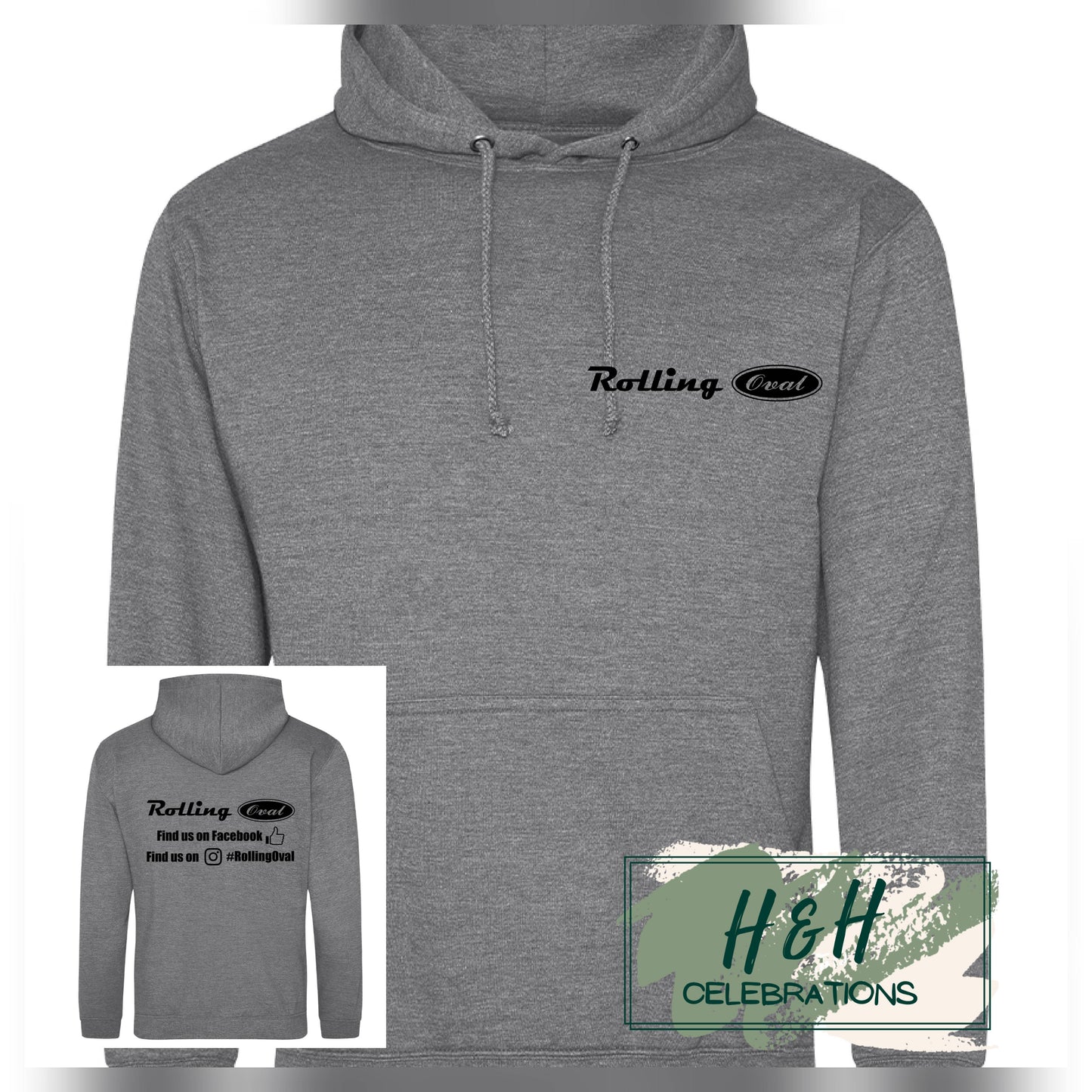 Rolling Oval Hoodie For Adults - Graphite Heather