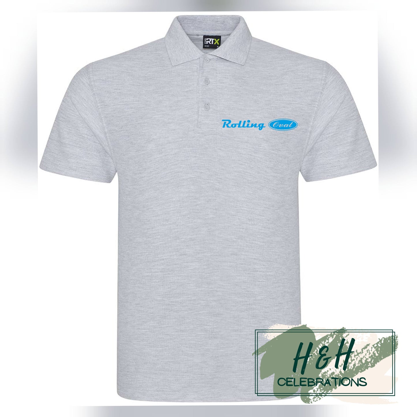 Rolling Oval Polo Shirt For Adults - Heather Grey