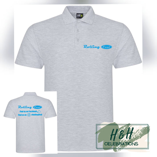 Rolling Oval Polo Shirt For Adults - Heather Grey