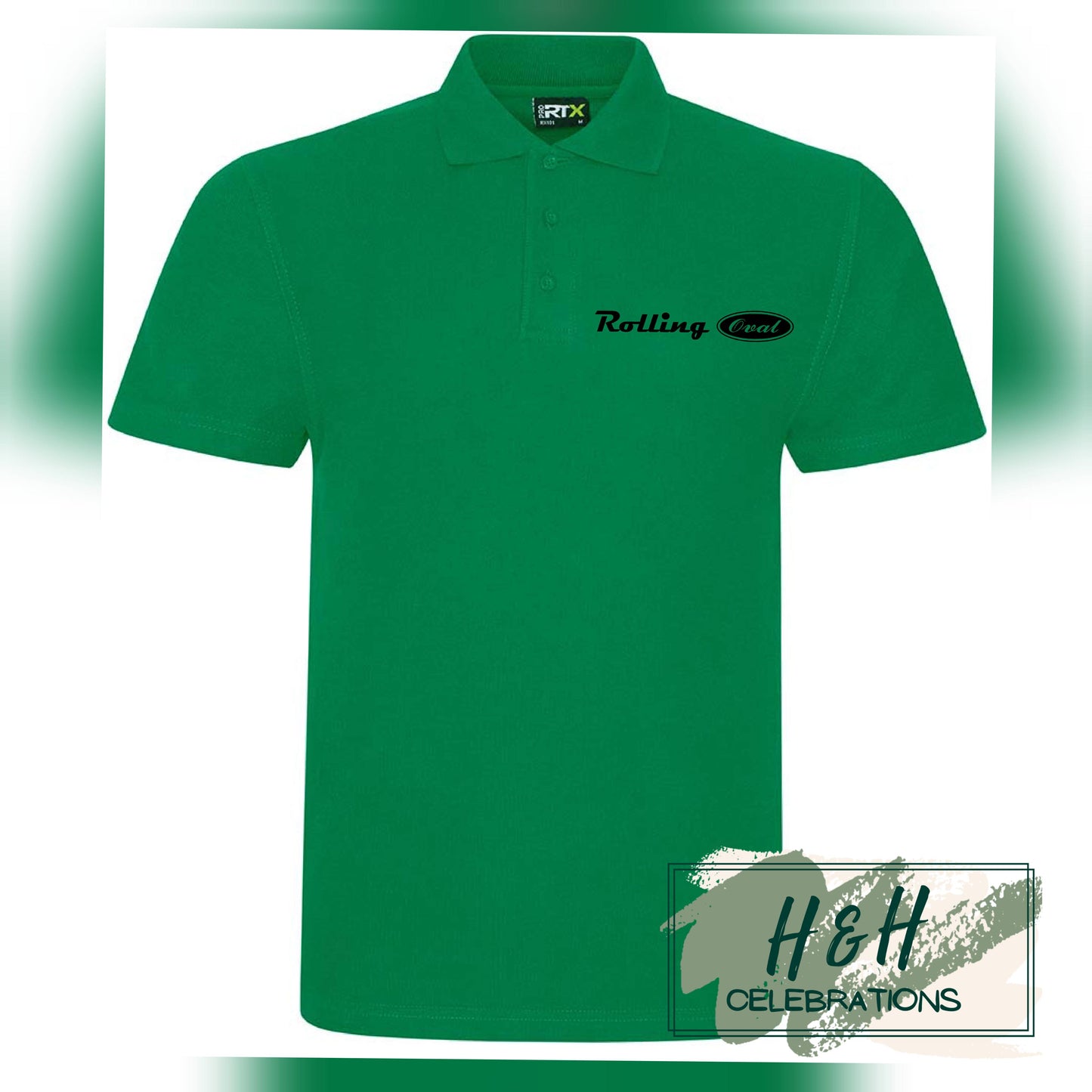 Rolling Oval Polo Shirt For Adults - Kelly Green