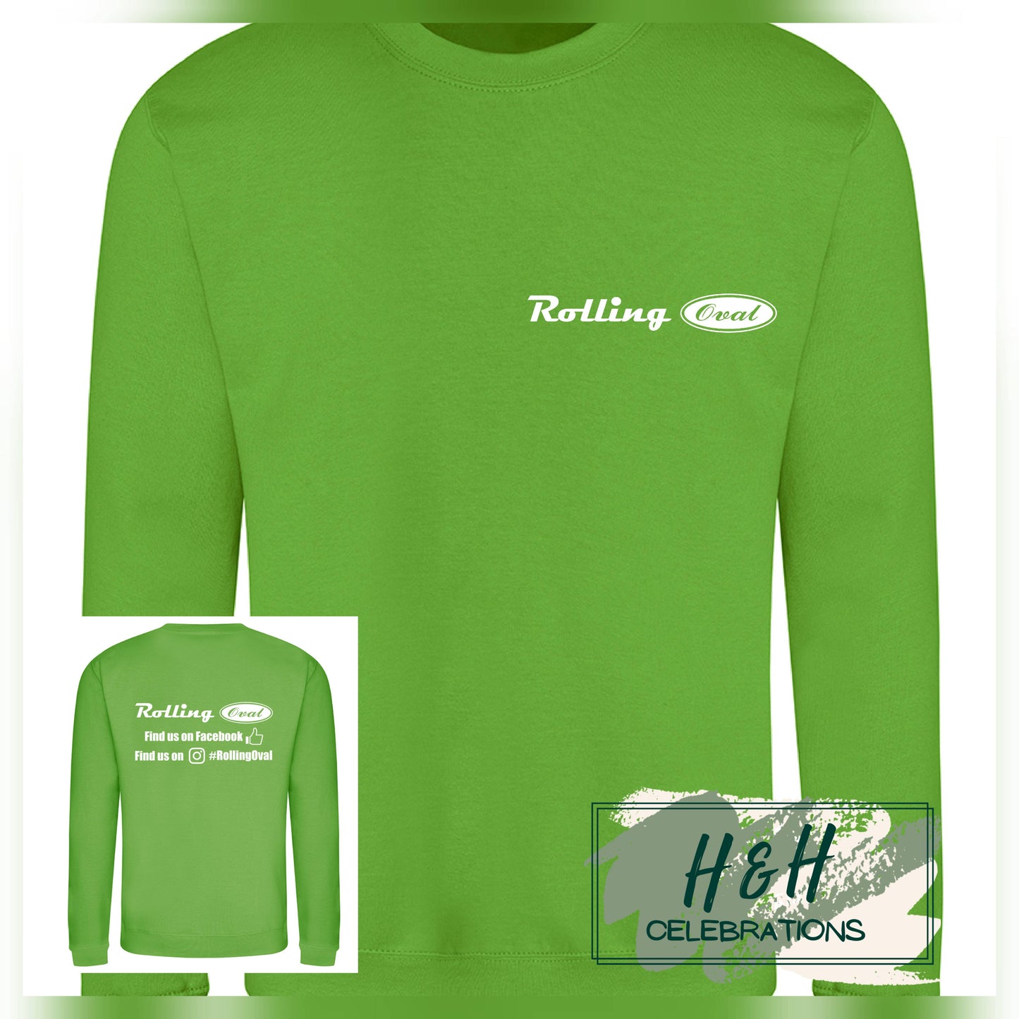 Rolling Oval Sweatshirt For Adults - Lime Green