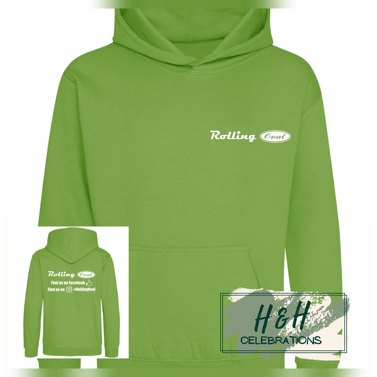 Rolling Oval Hoodie For Kids - Lime Green
