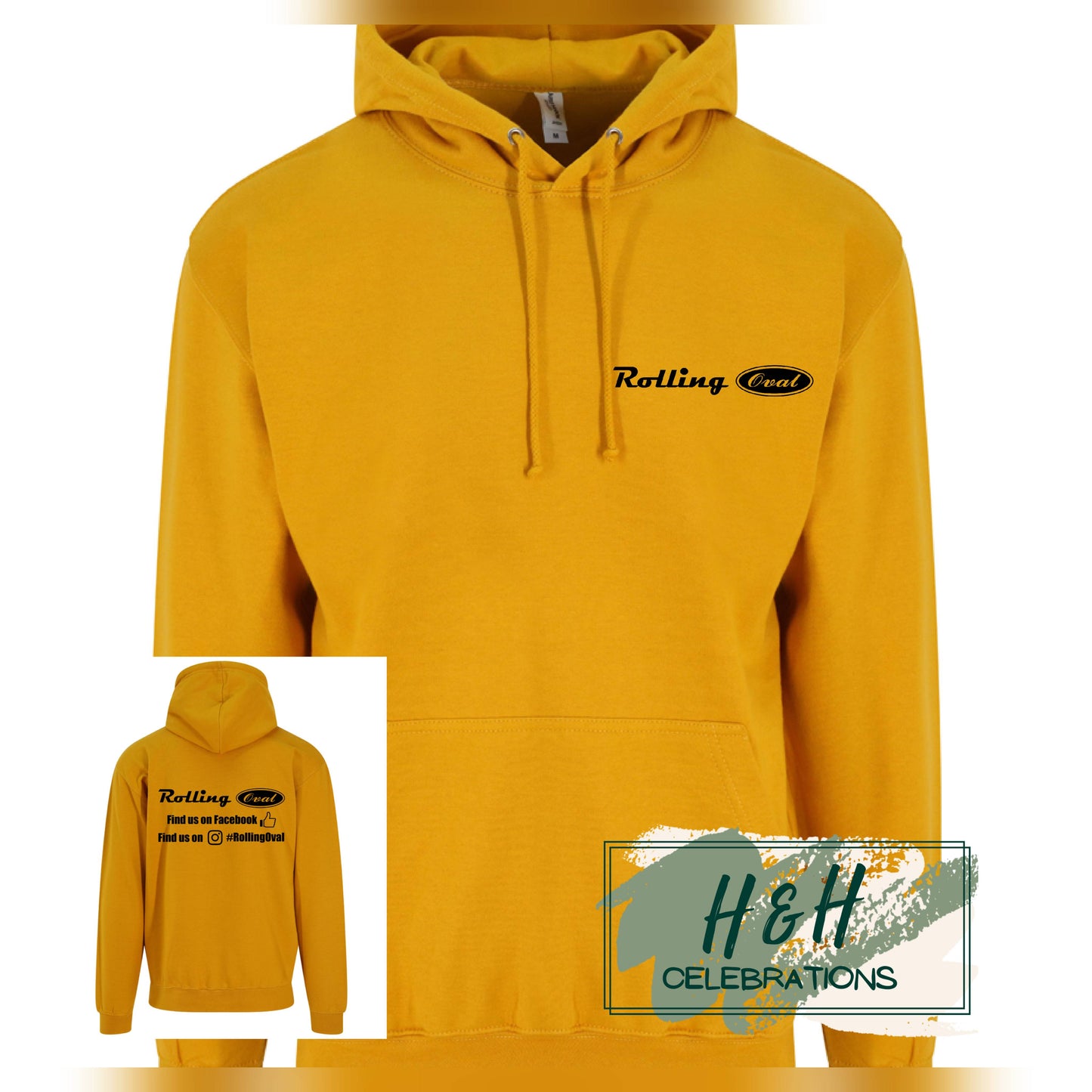 Rolling Oval Hoodie For Adults - Mustard