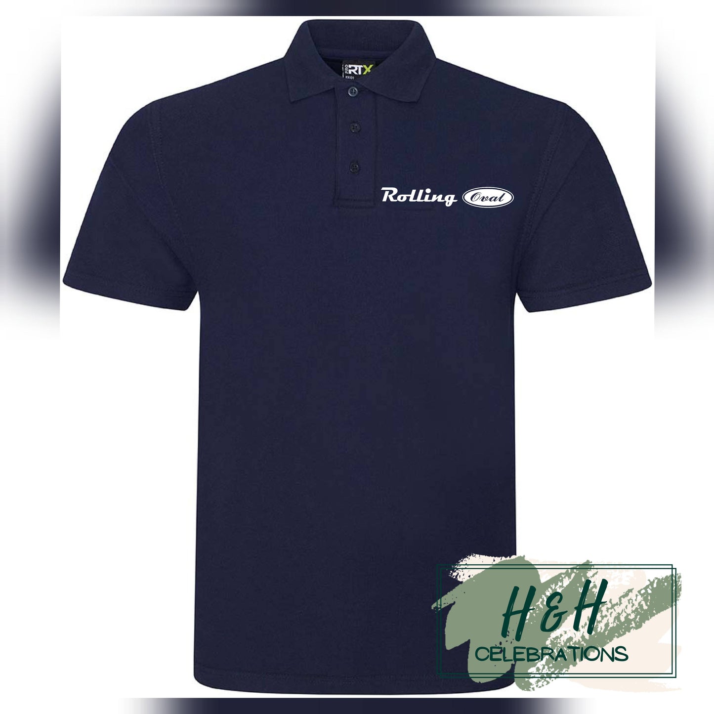 Rolling Oval Polo Shirt For Adults - Navy