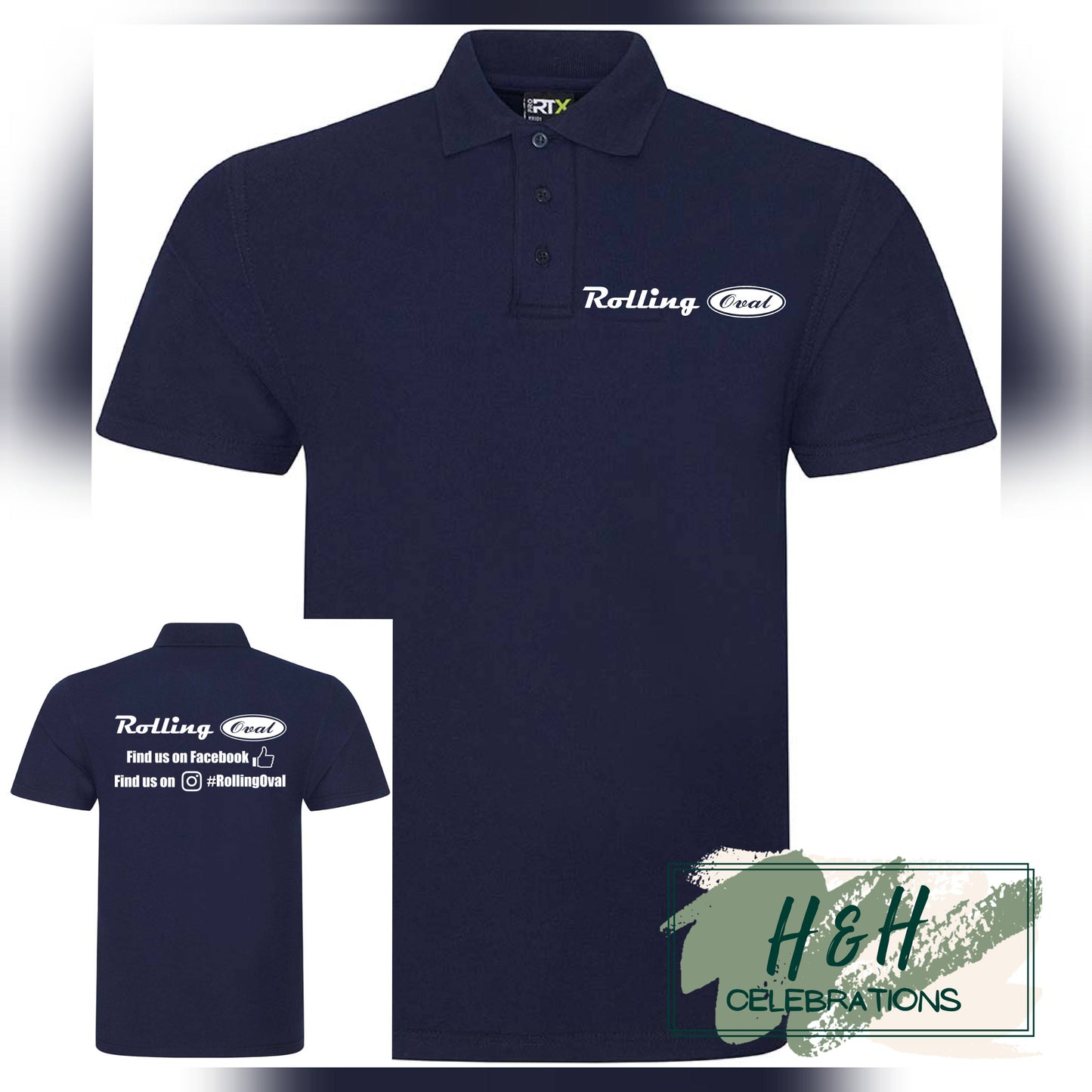 Rolling Oval Polo Shirt For Adults - Navy