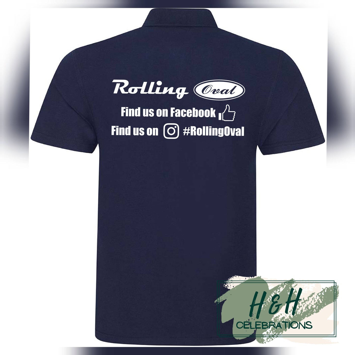 Rolling Oval Polo Shirt For Adults - Navy