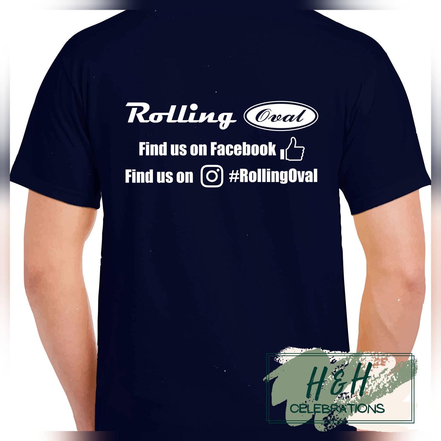 Rolling Oval T-Shirt For Adults - Navy