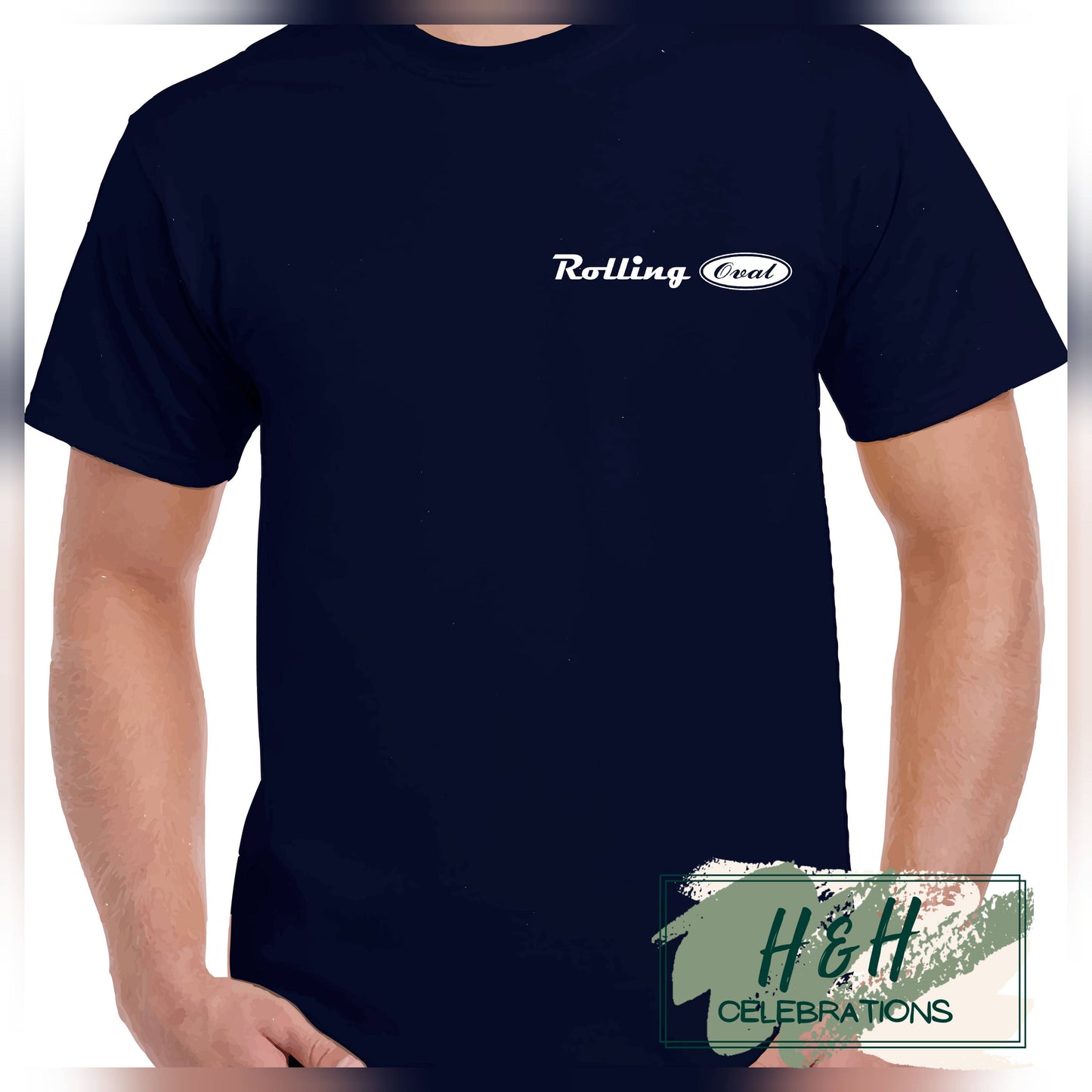 Rolling Oval T-Shirt For Adults - Navy