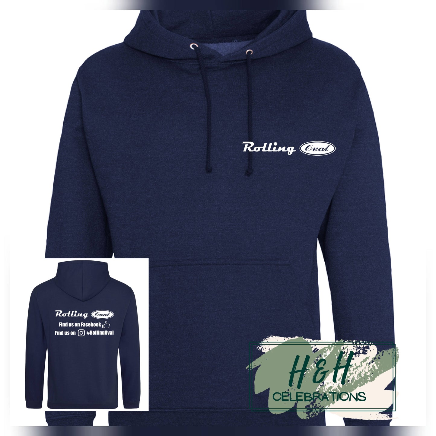 Rolling Oval Hoodie For Adults - Navy Smoke