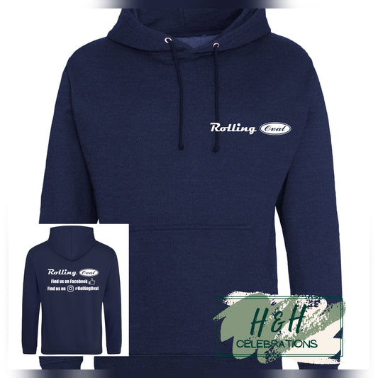 Rolling Oval Hoodie For Adults - Navy Smoke