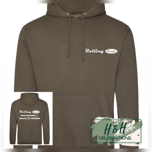 Rolling Oval Hoodie For Adults - Olive Green