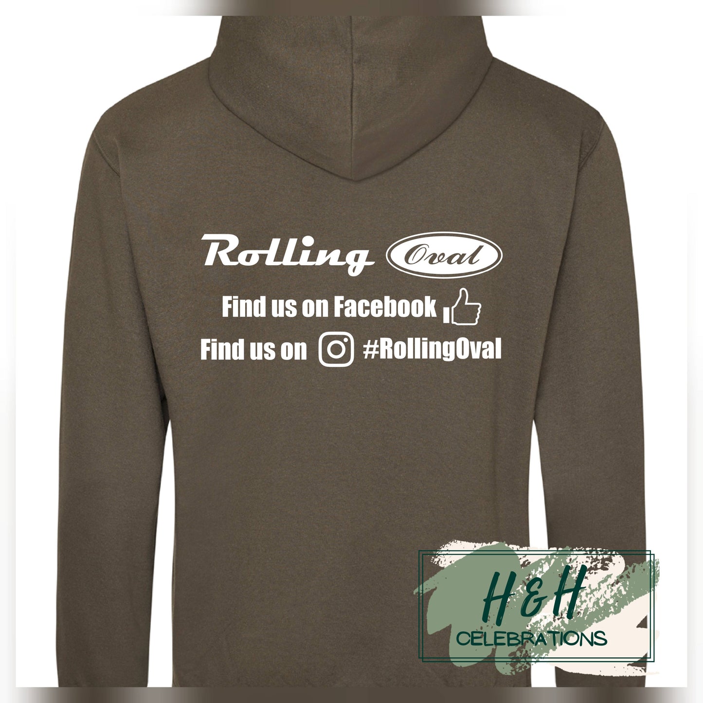 Rolling Oval Hoodie For Adults - Olive Green