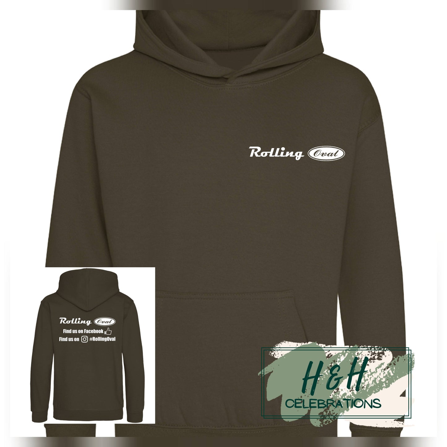 Rolling Oval Hoodie For Kids - Olive Green