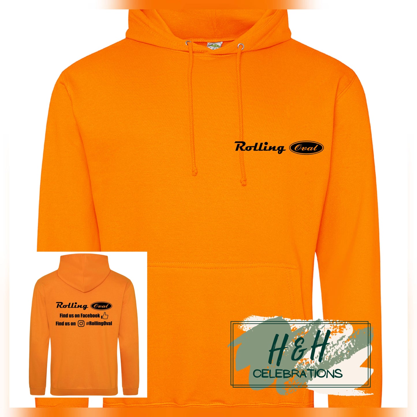 Rolling Oval Hoodie For Adults - Orange Crush
