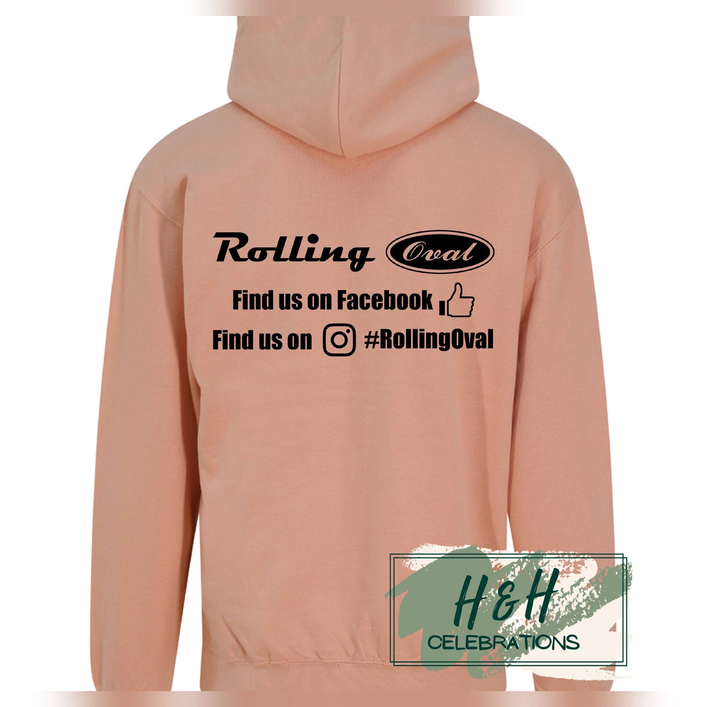 Rolling Oval Hoodie For Adults - Peach Perfect