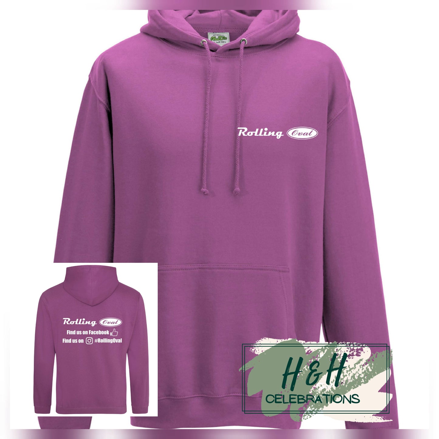 Rolling Oval Hoodie For Adults - Pinky Purple