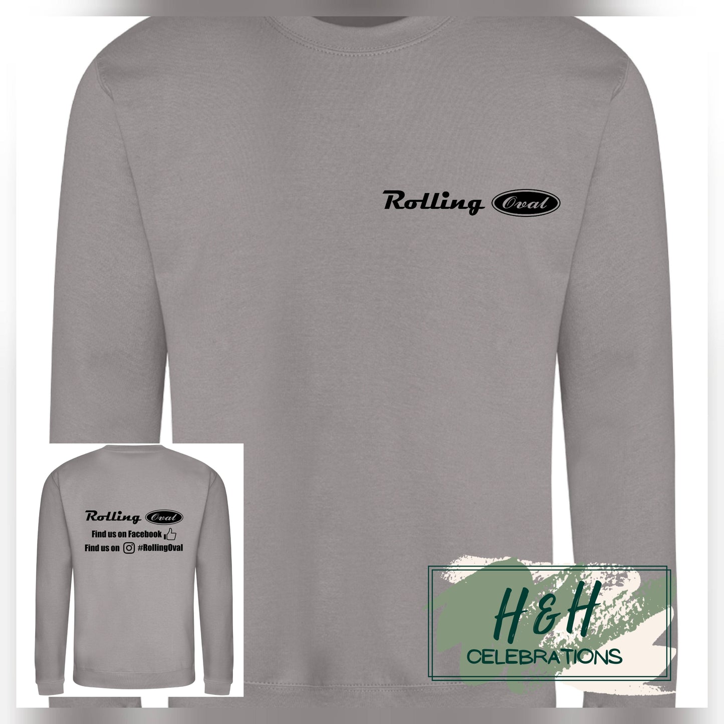 Rolling Oval Sweatshirt For Adults - Platinum Grey