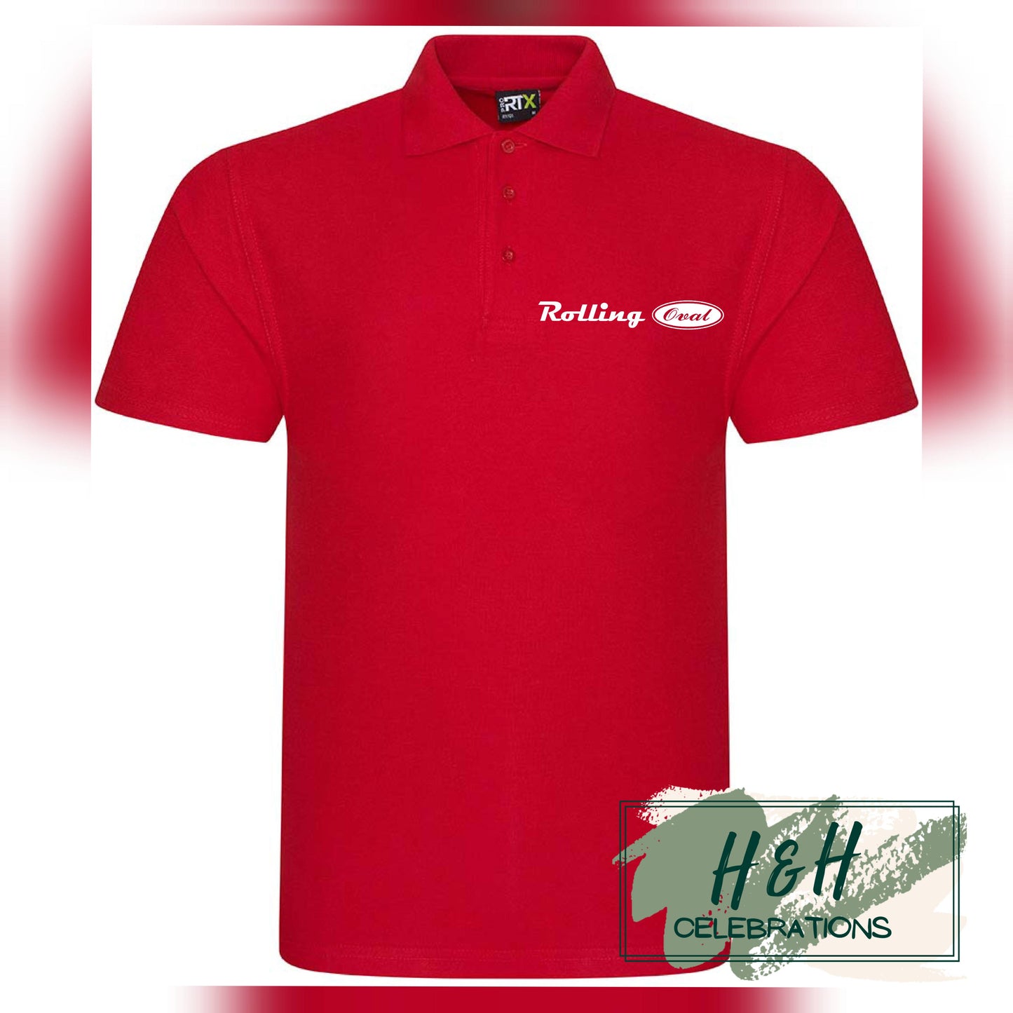 Rolling Oval Polo Shirt For Adults - Red