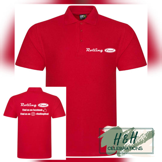 Rolling Oval Polo Shirt For Adults - Red
