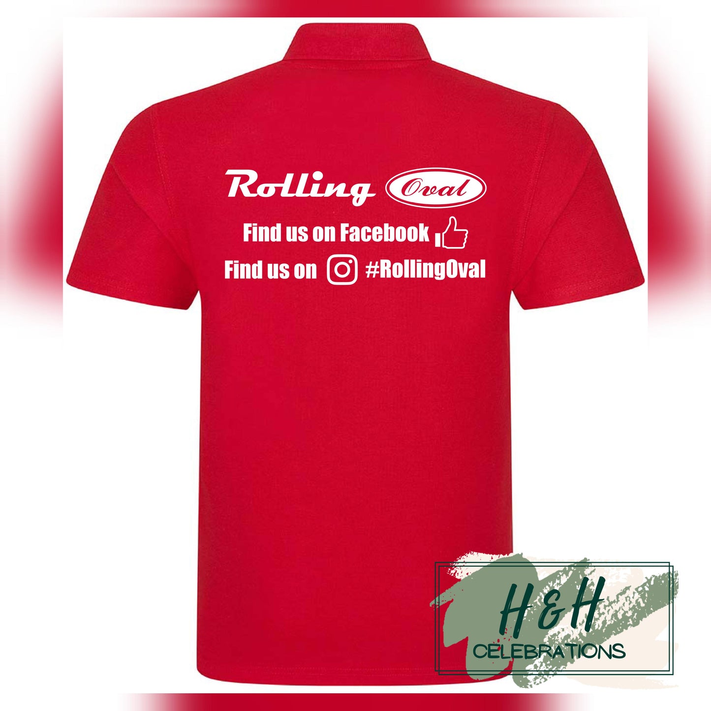Rolling Oval Polo Shirt For Adults - Red