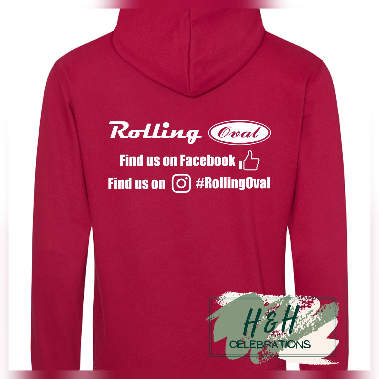 Rolling Oval Hoodie For Adults - Red Hot Chilli