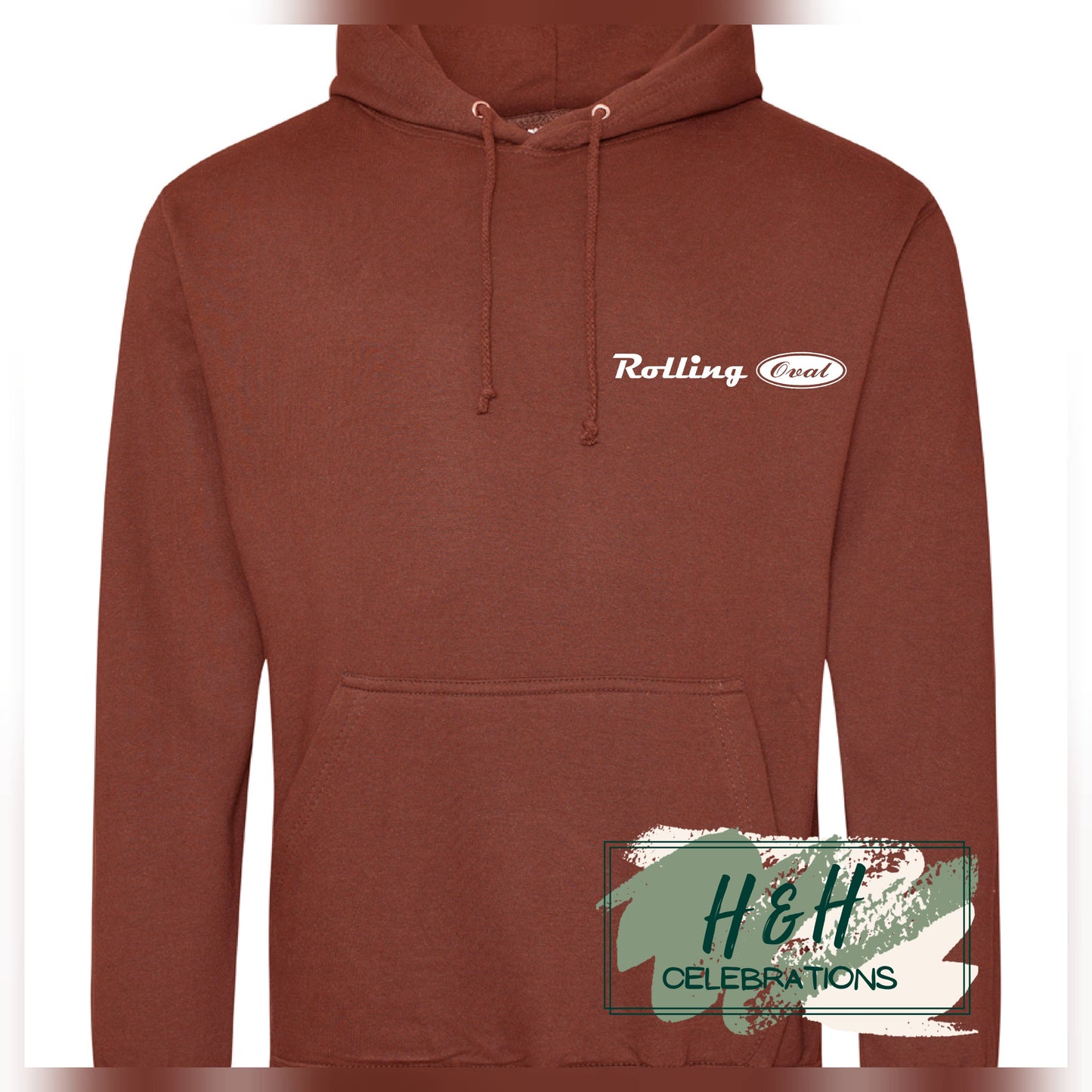 Rolling Oval Hoodie For Adults - Red Rust