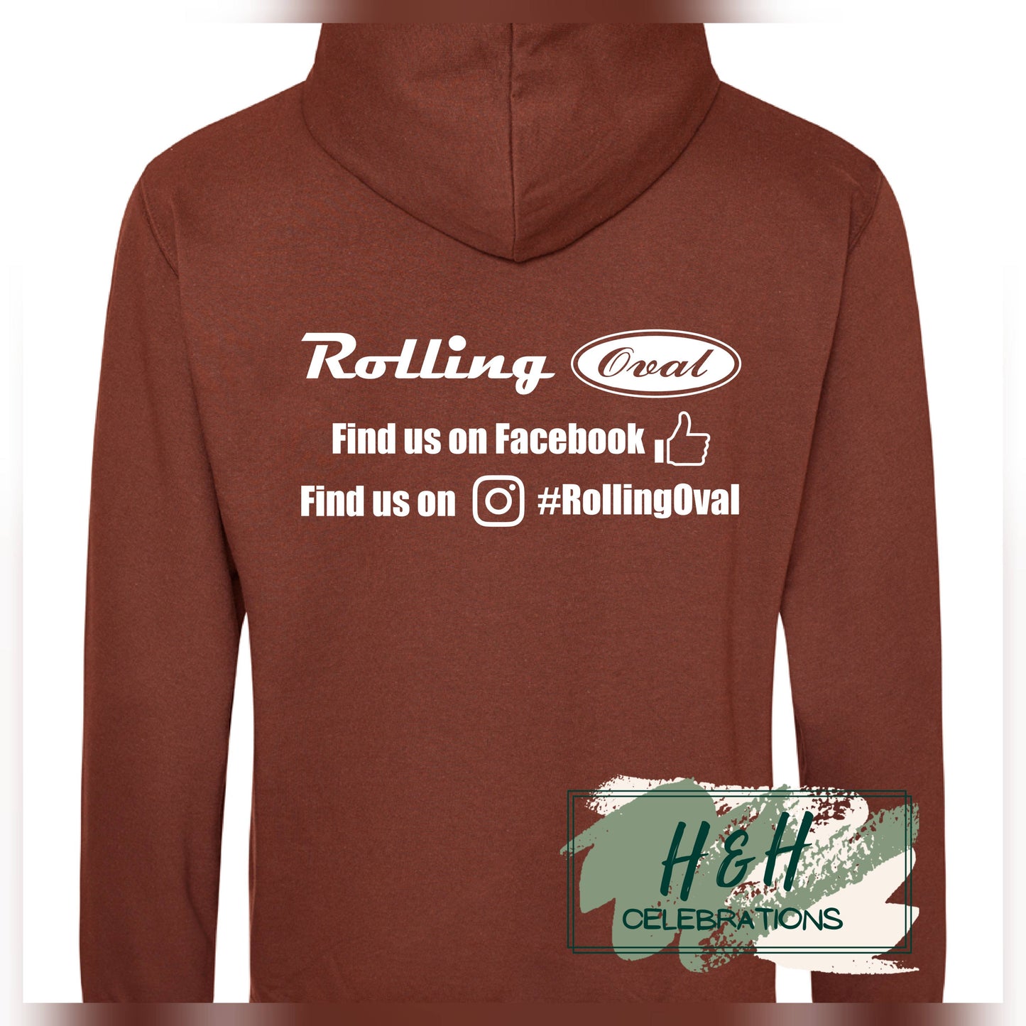Rolling Oval Hoodie For Adults - Red Rust