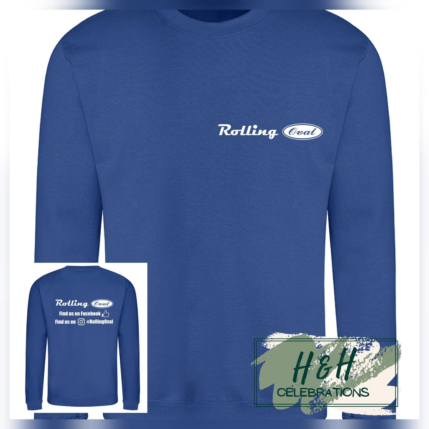 Rolling Oval Sweatshirt For Adults - Royal Blue