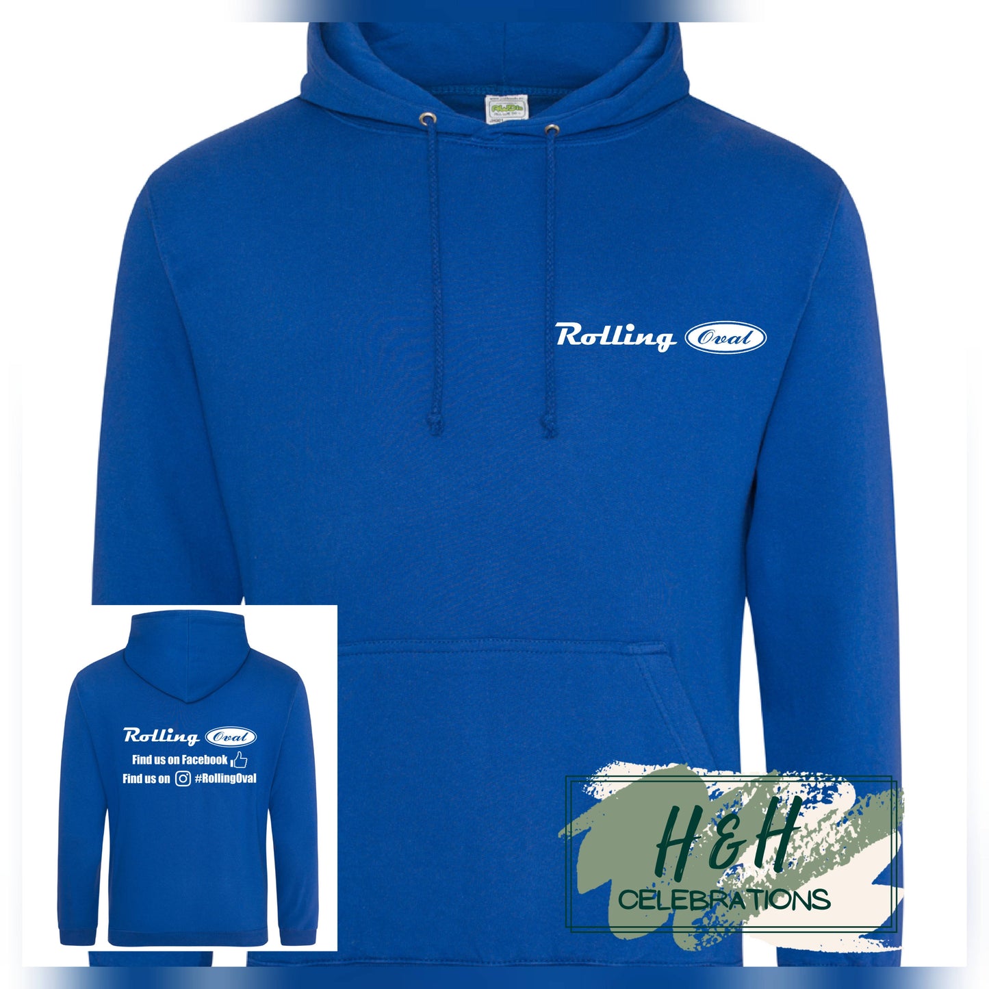Rolling Oval Hoodie For Adults - Royal Blue
