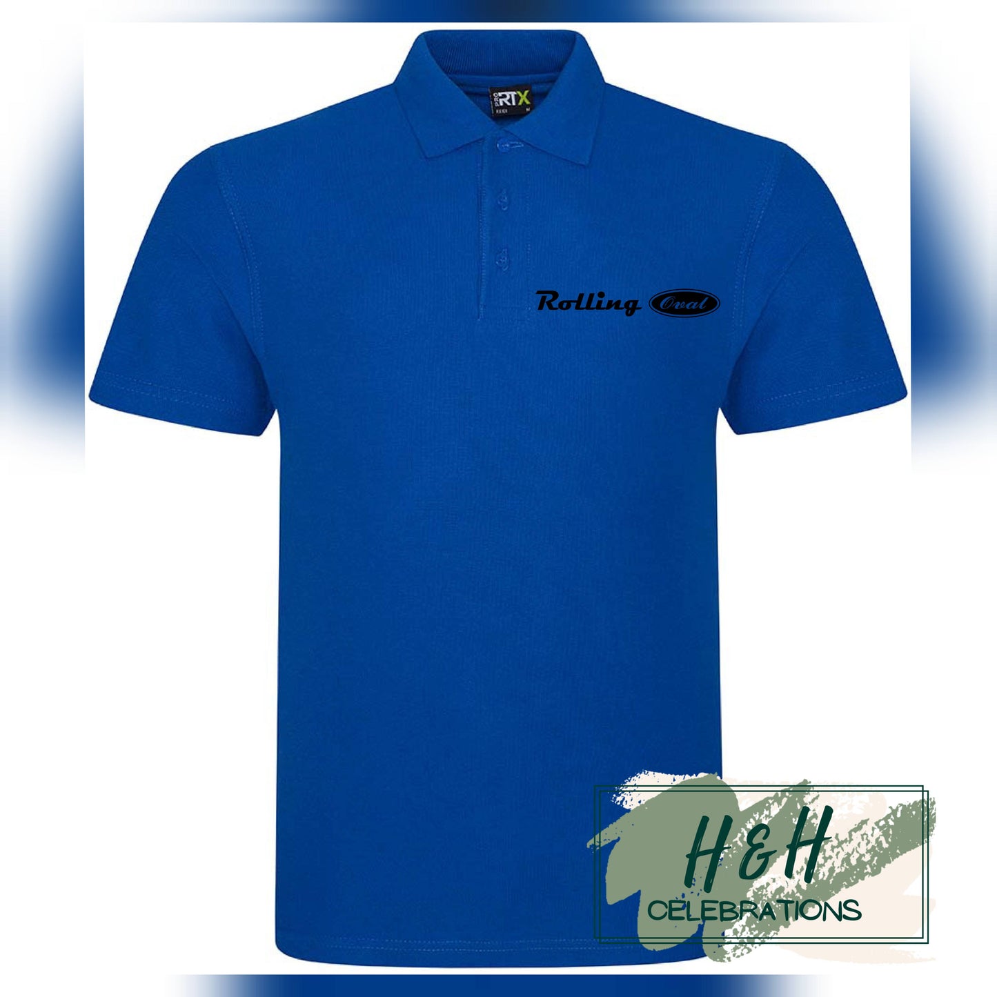 Rolling Oval Polo Shirt For Adults - Royal Blue