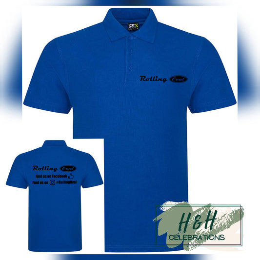 Rolling Oval Polo Shirt For Adults - Royal Blue